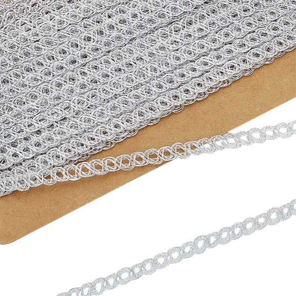 10 Yards Nylon Lace Ribbon Wave Edge Lace Trim Clothes Accessories Silver 1/8 inch(4.5mm)