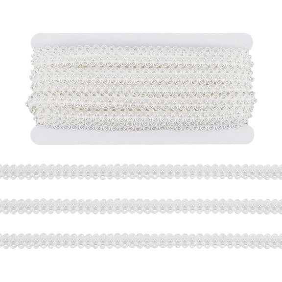 10 Yards Pearls Beads Trim 1/2 inch White Pearl Fringe Applique Pearl Lace Trim Fringe Gimp Braid Trim Ribbon