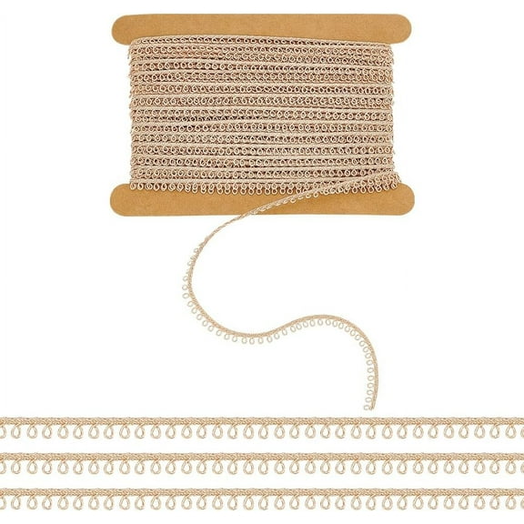 10 Yards Picot-Edge Lace Trim 1/8" Light Salmon Lace Ribbon with Loops for Clothes Polyester Tiny Size Picot Lace Trim Decoration for DIY Sewing Craft Clothes Accessories DIY