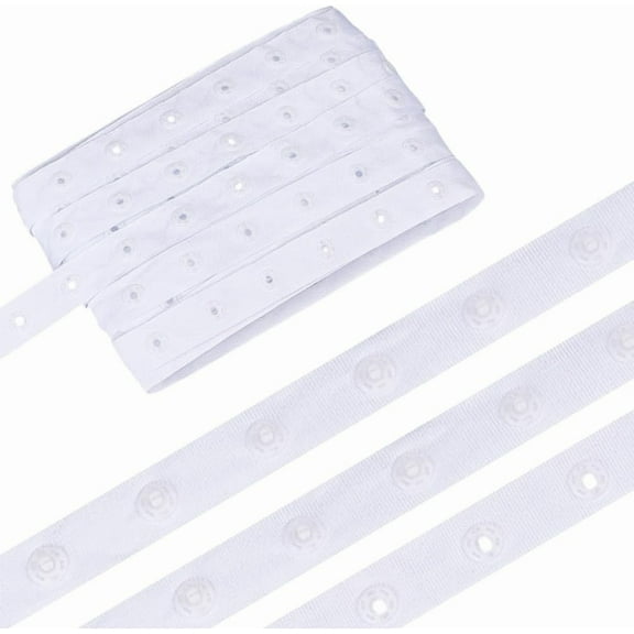 10 Yards Plastic Snap Button Tape Sewing Fastener Polyester Tape White 18mm for DIY