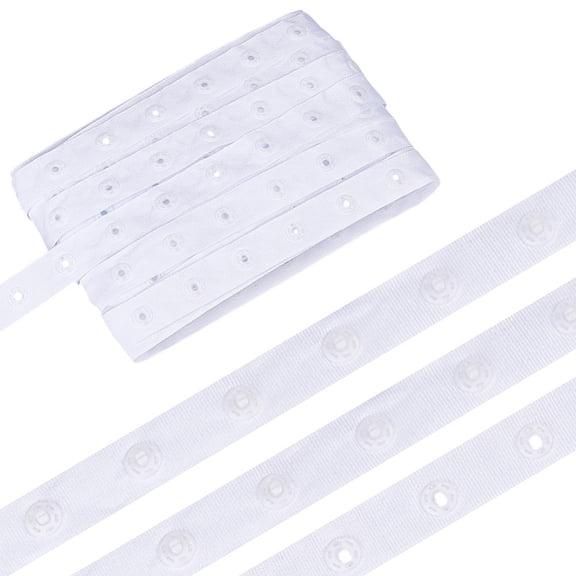 10 Yards Plastic Snap Button Tape Sewing Fastener Polyester Tape White 18mm