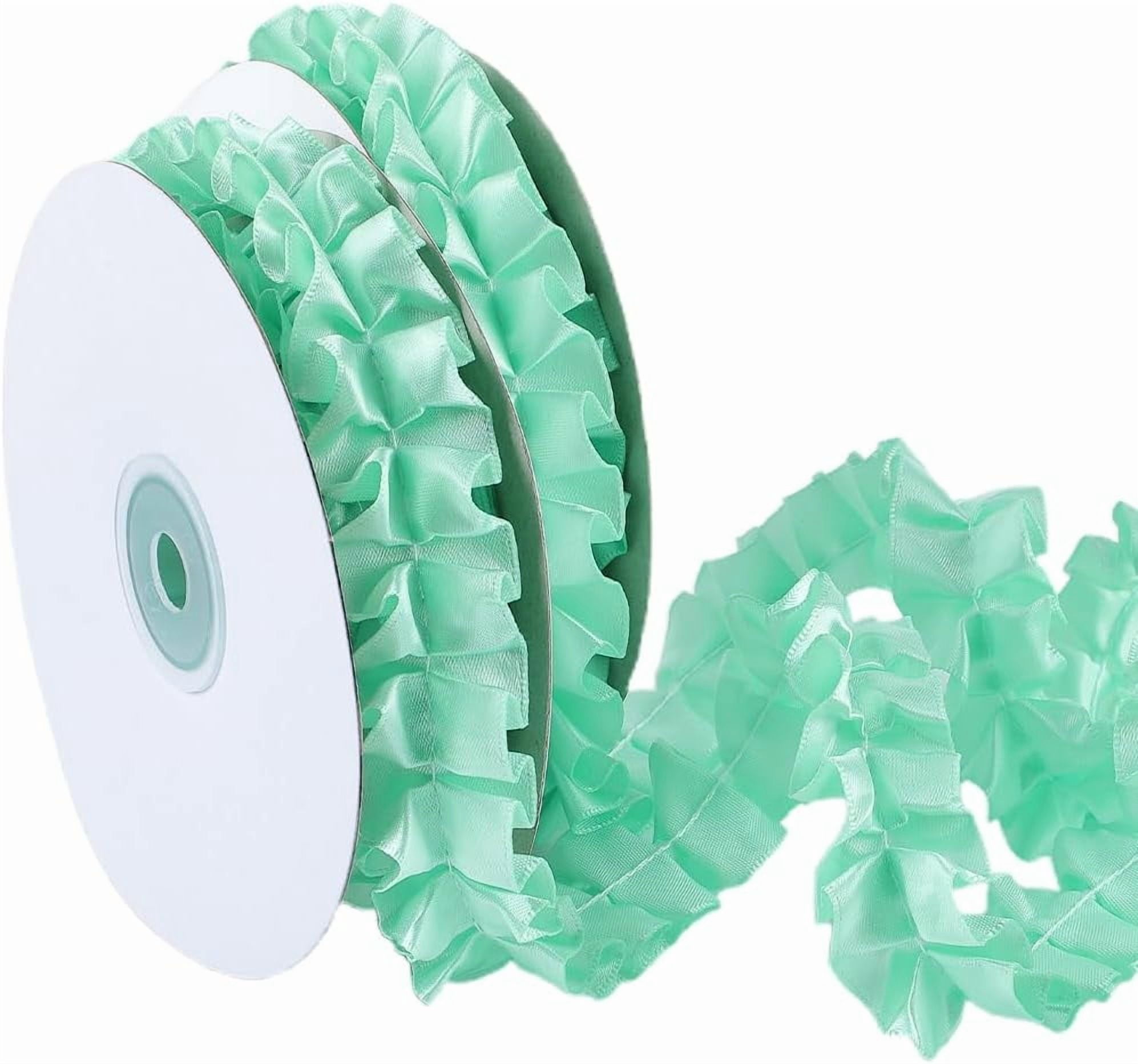 10 Yards Pleated Ribbon Trim Green Vintage Ruffled Edge Lace Ribbons ...