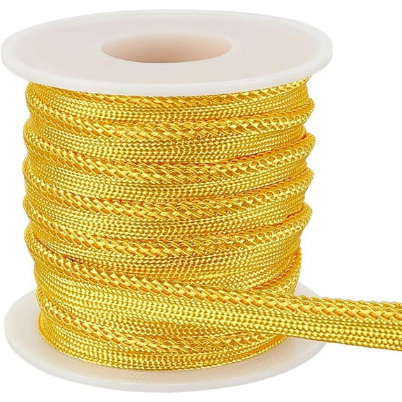 10 Yards Polyester Cord Rope Trim Lip Cord Trim Ribbons for Clothes Sewing golden 3/8 inch(9~10mm)