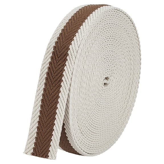 10 Yards Polyester Cotton Striped Webbing 1-1/4 Inch Wide Saddle Brown Fabric Webbing Trim Herringbone Sewing Ribbon