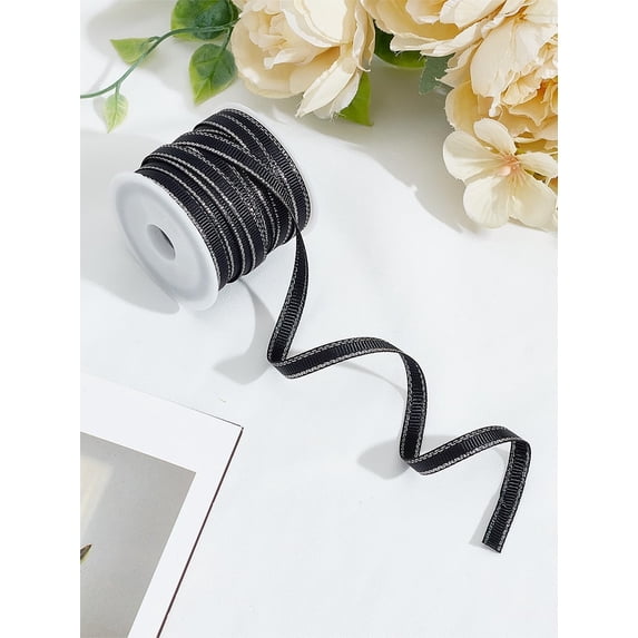 10 Yards Polyester Grosgrain Ribbons Silver Wired Edge Ribbon for ...