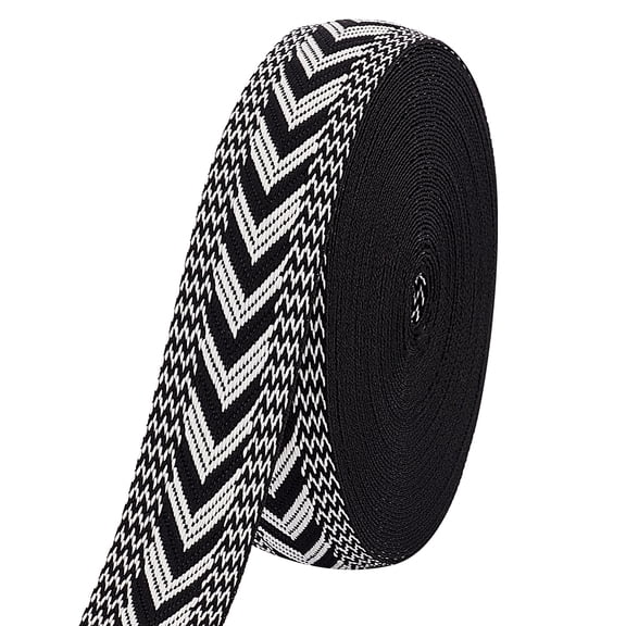 10 Yards Polyester Jacquard Arrow Ribbon for Garment Accessories Black 1 inch(24.5mm) DIY