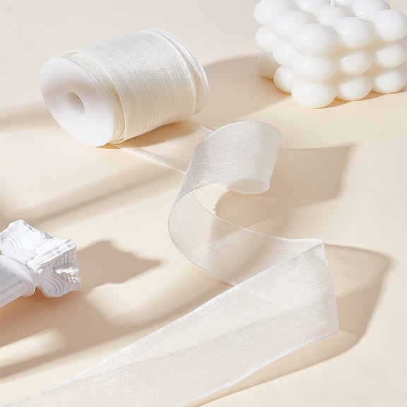 10 Yards Polyester Organza Ribbons Garment Accessories Gift Packaging Lemon Chiffon 1-5/8 inch(40mm)