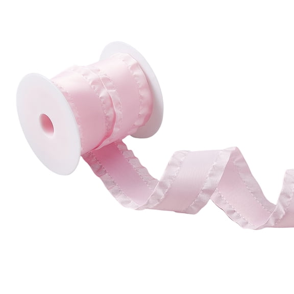10 Yards Polyester Ruffled Lace Ribbon for Clothing Decoration Misty Rose 1-5/8 inch(40mm)