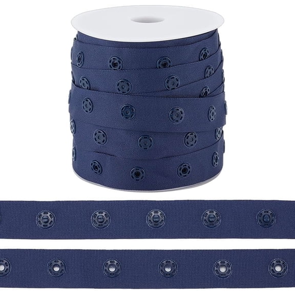 10 Yards Polyester Sewing Snap Button Tape Plastic Buttons Fastener Replacement for Baby Lingerie Crotch Sewing Dancing Dress Midnight Blue Blue