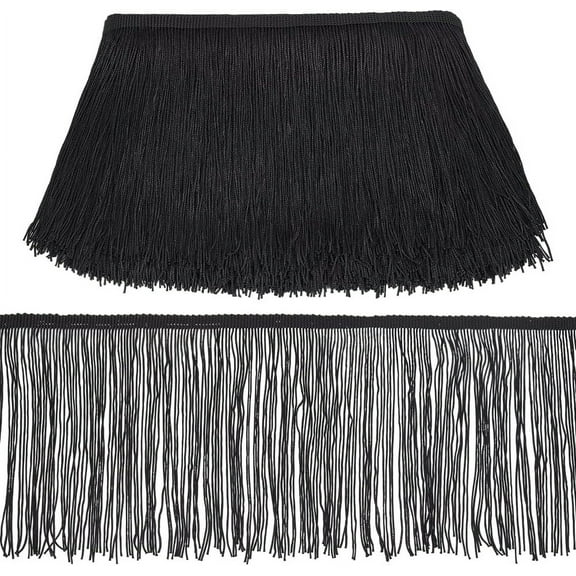 10 Yards Polyester Tassel Lace Ribbon Fringe Lace Trim Macrame Lace Ribbon Black 5-7/8 inch(150mm) DIY