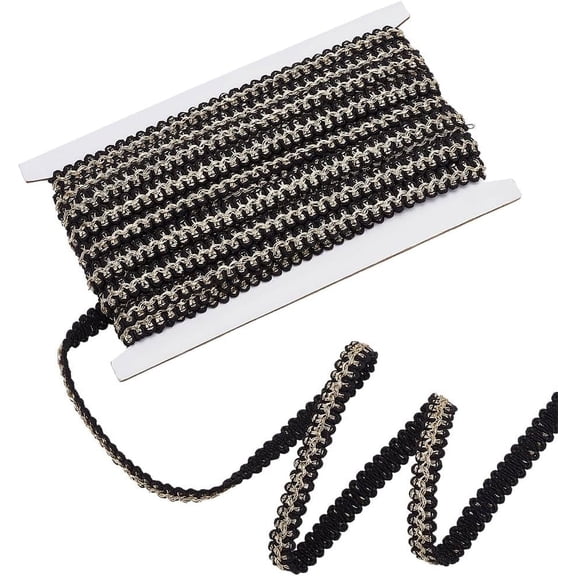 10 Yards Polyester Woven Braid Trim 13mm Wide Lace Ribbon Wave Pattern Decorative Gimp Trim for DIY Curtain Sewing Braid Trim Garment Lampshade Home Accesories Black Black DIY