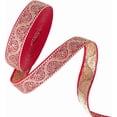 thumbnail image 1 of 10 Yards Red Gold Jacquard Ribbon Floral Embroidered Trim Tape Vintage Flower Embroidery Boho Woven Fabric Applique Trimming for Sewing Making Crafts Gift Wrapping Home Decor Embellishment Red DIY, 1 of 5