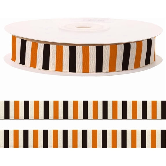 10 Yards Ribbon for Crafting Sewing, 5/8 Inch Black Orange Stripes ...