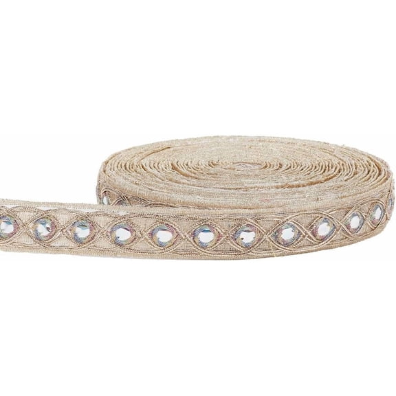 10 Yards Round Shiny Mirror Lace Braid Lace Trim Mirror Braid Trim 1 Inch Embroidered Trim Ribbon Embroidery Ribbons Border DIY