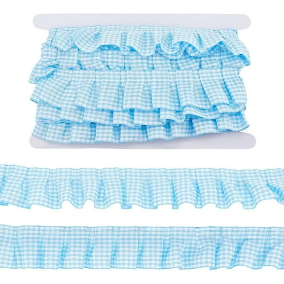10 Yards Ruffle Edge Ruffle Ribbons 1.6 inch Ruffle Pleated Lace Trim Trimming Lace Trim Satin Ribbon Fabric Edge Trim for Applique Sewing Crafts Home Decoration Light Blue