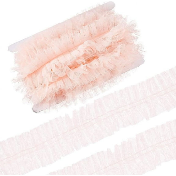 10 Yards Ruffle Pleated Lace Edge Trim 2-3/8 inch Gathered Mesh Ribbon Edging Trimming Lace Border Decorative Applique for Wedding Dress Clothing Garments Gift Wrapping Home Decor Crafts