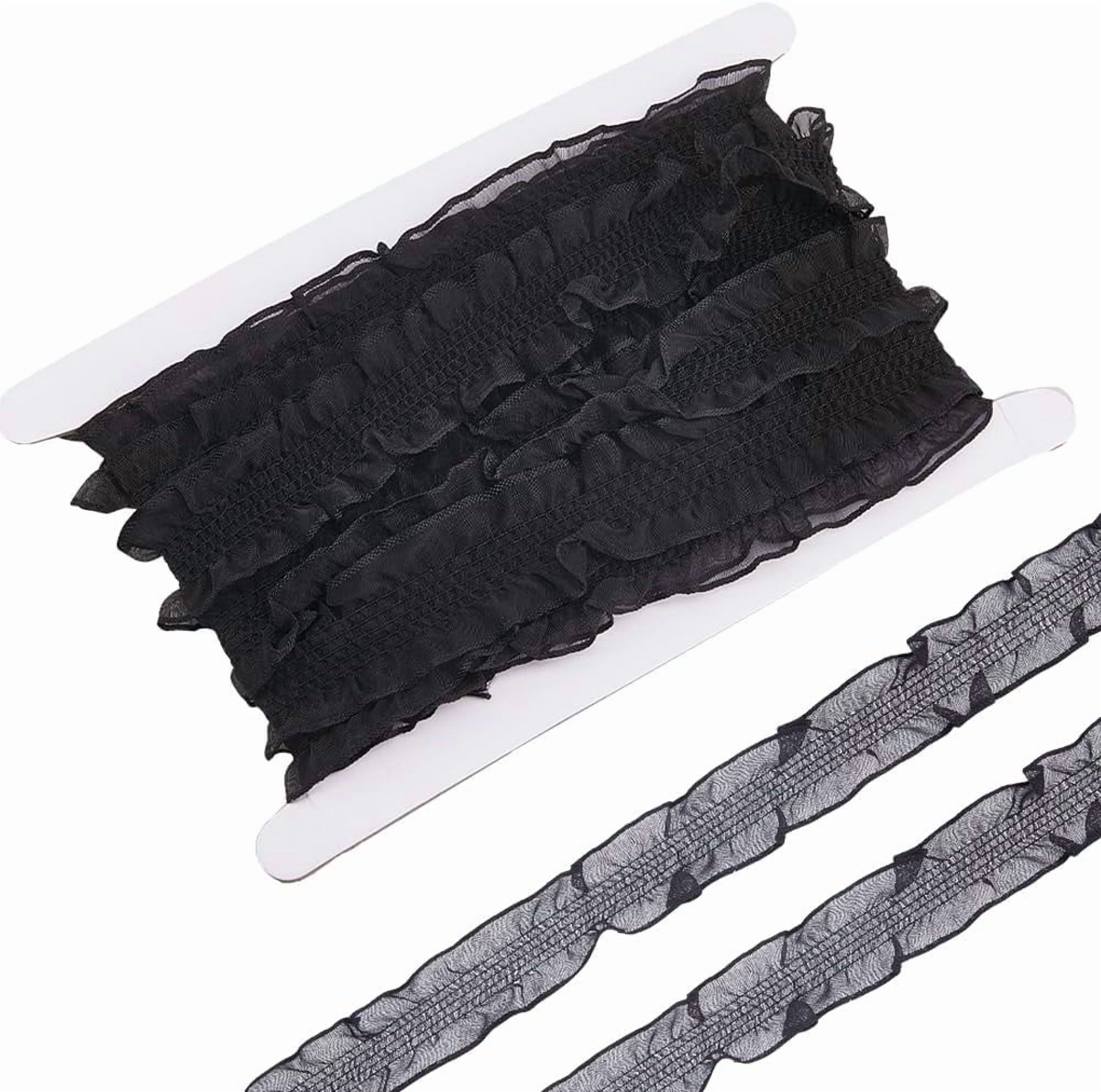 10 Yards Ruffle Pleated Ribbon Polyester Lace Trim Elastic Fabric ...