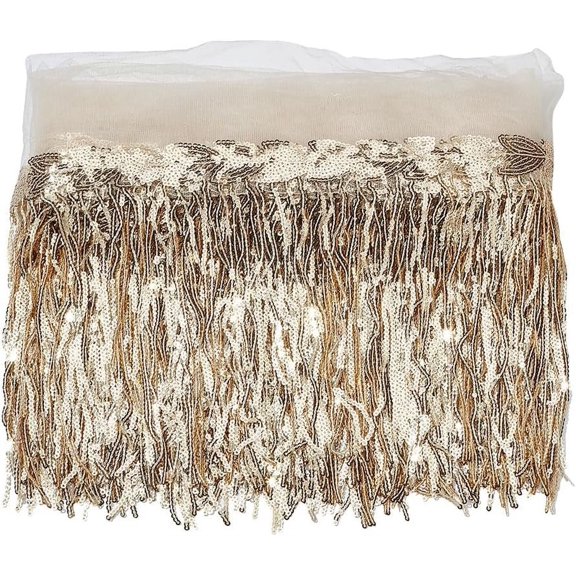 10 Yards Sequins Fringe Trim 7.87 Inch Gold Sequin Tassels Sewing Trim Sequin Chainette Tassel Fringe Trim