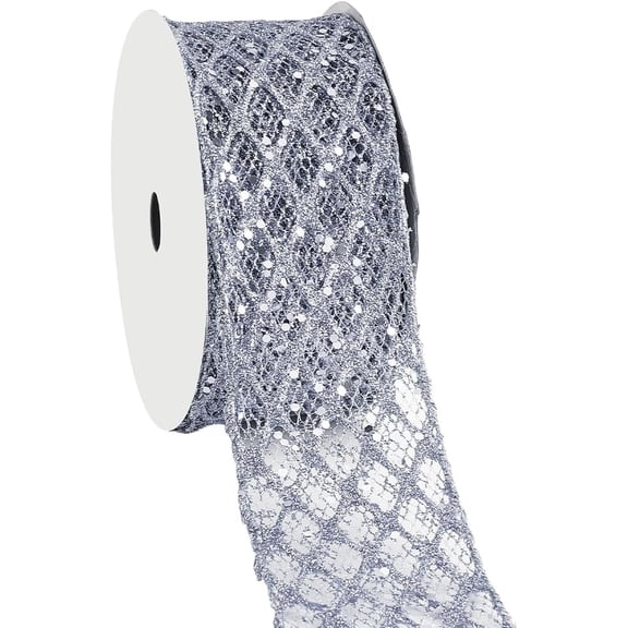 10 Yards Silver Wired Ribbon Glitter Diamond Mesh Wired Ribbon Sparkling Web Metallic Glitter Ribbons Craft Supply