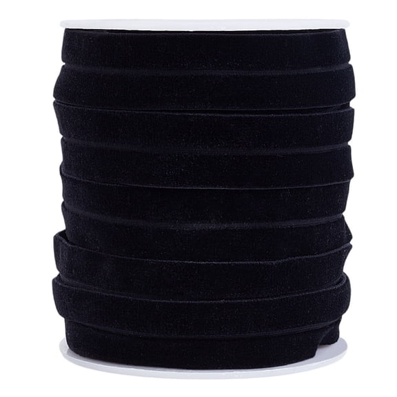 10 Yards Single Face Velvet Elastic Cord Flat Clothes Accessories Black 20mm DIY