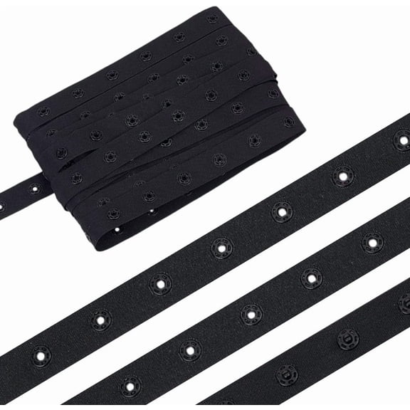 10 Yards Snap Button Tape Black Snaps Strips Fastener Tim Plastic Snap Button Trim Sew on Fastener Buckles Tape Accessories for DIY DIY Clothes Hats Dress Fabric Sewing Crafts 0.71''