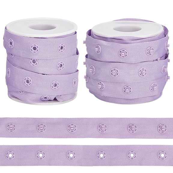 10 Yards Snap Button Tape Polyester Fasteners Trim Ribbon for DIY Sewing Crafts Flat Medium Purple 18mm
