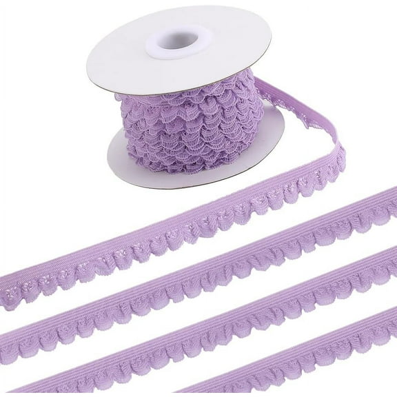 10 Yards Stretch Trim Elastic Lace Ribbon 13mm Wide Lingerie Edge Trimming Flower Pattern Crocheted Sewing Lace Roll for DIY Crafts Garment Gift Wrapping Wedding Supplies Lilac