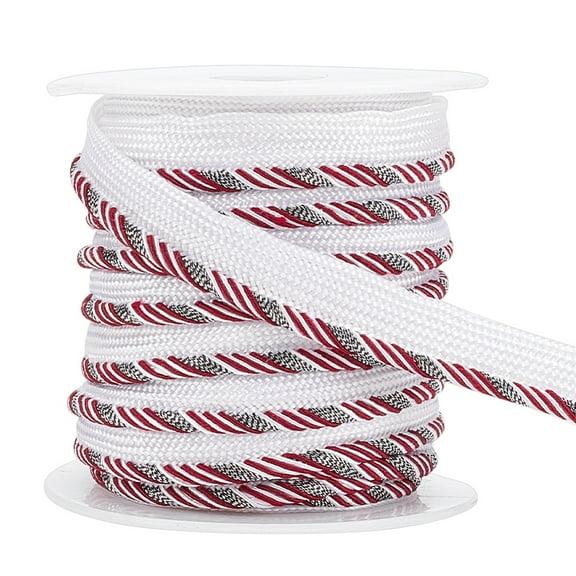 10 Yards Twisted Lip Cord Trim 3/8 inch Dark Red and White Polyester Edge Piping Trim Cord with Diagonal Stripe for Garment Clothing Pillows Lamps DIY