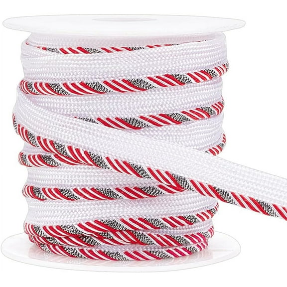 10 Yards Twisted Lip Cord Trim 3/8 inch Red and White Polyester Edge Piping Trim Cord with Diagonal Stripe for Garment Clothing Pillows Lamps diy