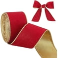 thumbnail image 1 of 10 Yards Velvet Wired Ribbon 2.5 Inch Dark Red and Gold Velvet Ribbon for Gift Wrapping Vintage Wide Wired Edge Ribbon, 1 of 9