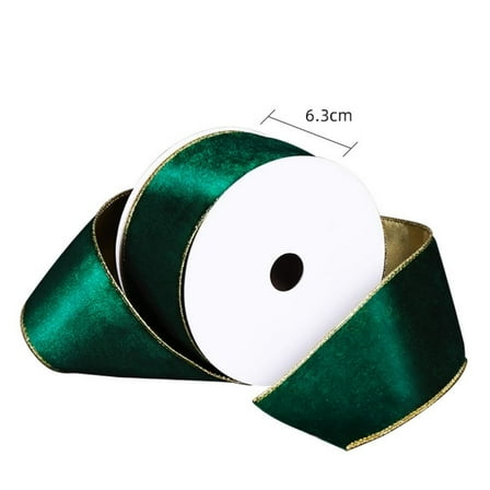 10 Yards Velvet Wired Ribbon Gold Glitter Double-Sided Christmas Ribbon Big Bow Gift Wrapping Crafts Wreaths Christmas Tree Decoration Ribbon