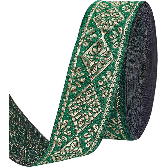 10 Yards Vintage Jacquard Ribbon 1 Inch Emobridered Woven Ribbon Geometric Trim Fringe Boho Fabric Sewing Ribbon Decor Trim for DIY Clothing Curtain Embellishment Decoration for diy