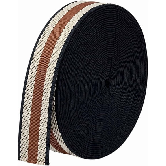 10 Yards White Camel Stripe Jacquard Webbing 1-1/2 inch Polyester Nylon Webbing Striped Cotton Webbing Twill Ribbon for DIY Backpacks Garment Belt Harnesses Clothing Sewing Crafts