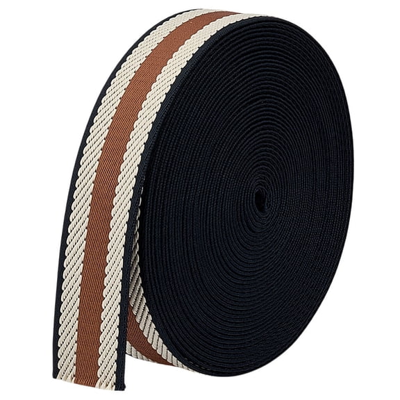 10 Yards White Camel Stripe Jacquard Webbing 1-1/2 inch Polyester Nylon Webbing Striped Cotton Webbing Twill Ribbon