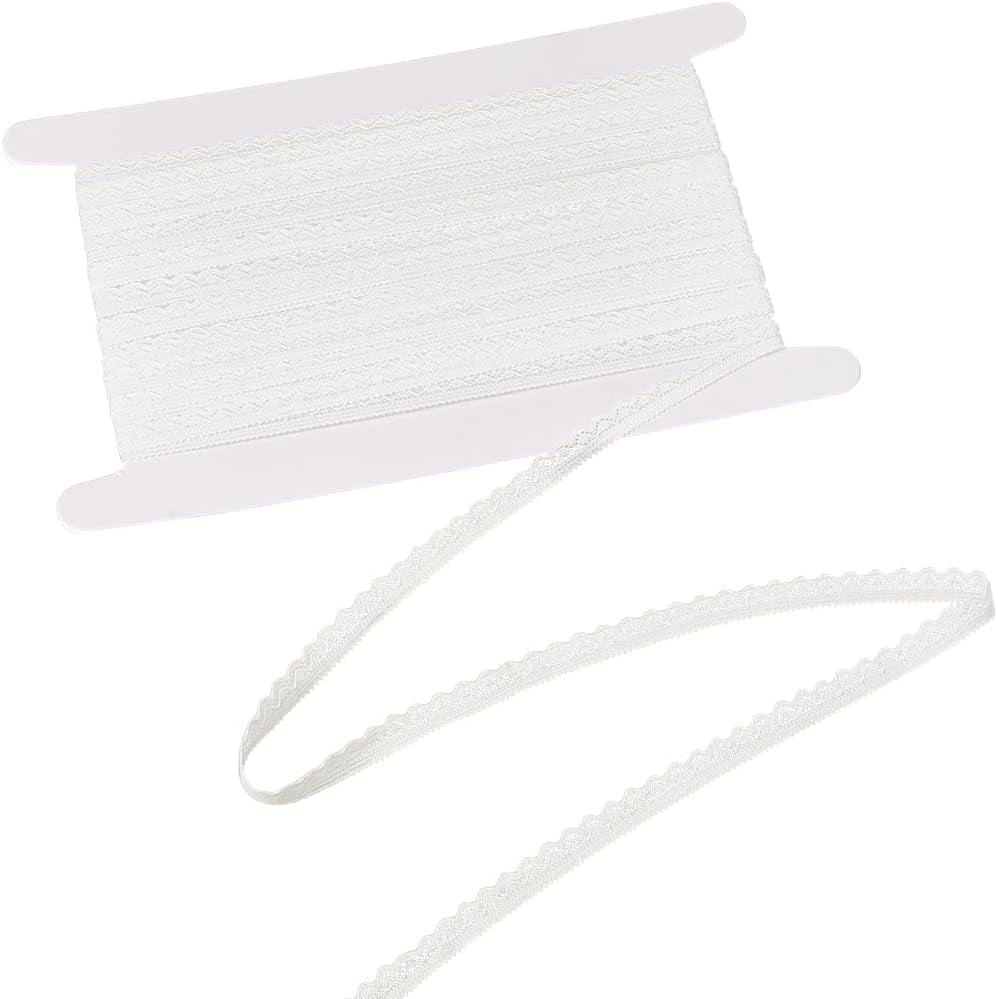 10 Yards White Chinlon Elastic Lace Trim Ribbon Wavy Floral Edging ...