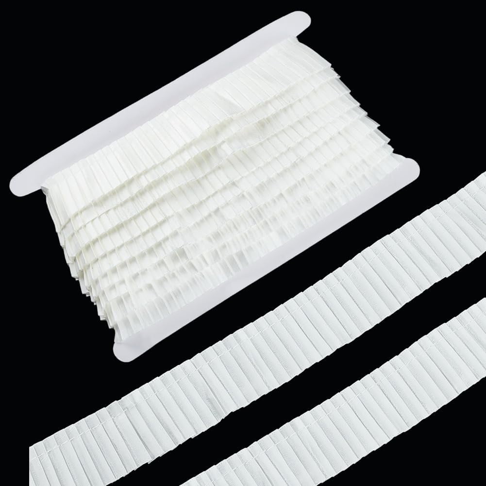 White Ruffle Ribbon Wide 10 Yards White Satin Pleated Ribbon 1-1/8 inch Wide Ruffled Edge Ribbon ...