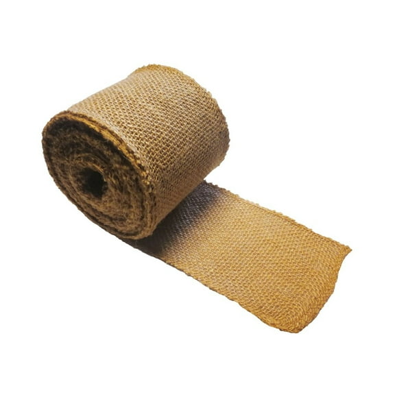 10 Yards of Sand-colored Classically-woven Tight Burlap Cross-stitch Ribbon 4" Wide for Packages Wreaths and Decor