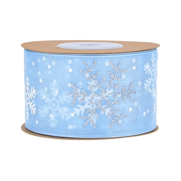 10 Yards/roll Christmas Snowflake Ribbon Satin Ribbons Gift Bows Sewing Clothing DIY Natural Organza Ribbon Crafts Gift Wrapping Decoration
