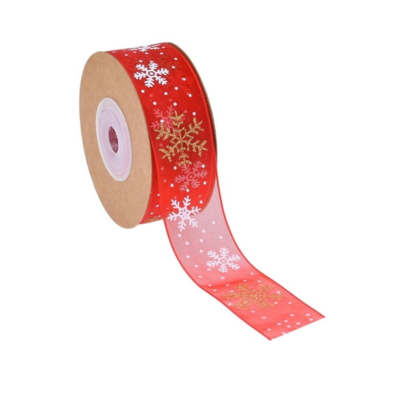 10 Yards/roll Christmas Snowflake Ribbon Satin Ribbons Gift Bows Sewing Clothing DIY Natural Organza Ribbon Crafts Gift Wrapping Decoration