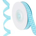 thumbnail image 1 of Uxcell 10 Yards x 0.4" Plaid Ribbon Sky Blue and White Gingham Ribbon Gift Wrapping Ribbon for Thanksgiving Bow Wreath Craft Birthday Wedding, 1 of 7