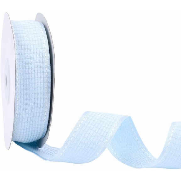 10 Yards x 1 Inch Double Sided Grosgrain Ribbon Flocked Plaid Ribbon Light Sky Blue Fabric Webbing Tape Polyester Velvet Ribbon for DIY Sewing Crafts Gift Wrapping Wedding Easter Home Decor