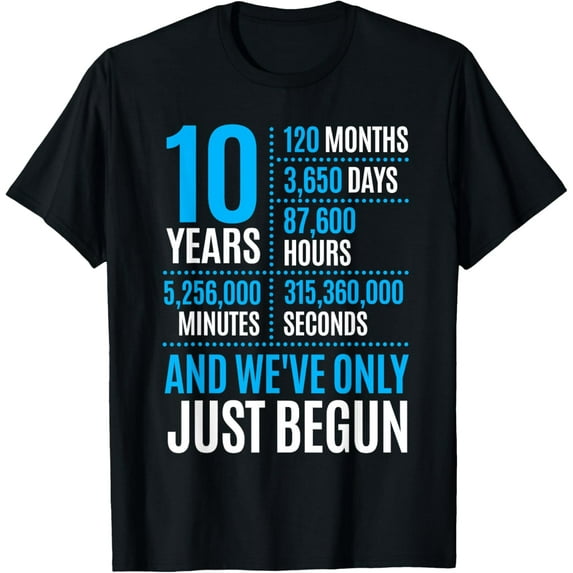 10 Year Anniversary T-shirt Couple Her or Him Wedding Gift T-Shirt