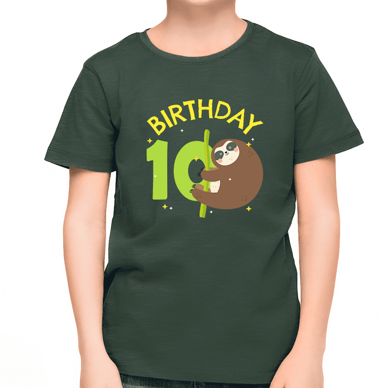 Sloth 10th Birthday Party Funny Gift T Shirt For 10 Year Old Sloth 10th Birthday Party Funny Gift T Shirt For 10 Year Old