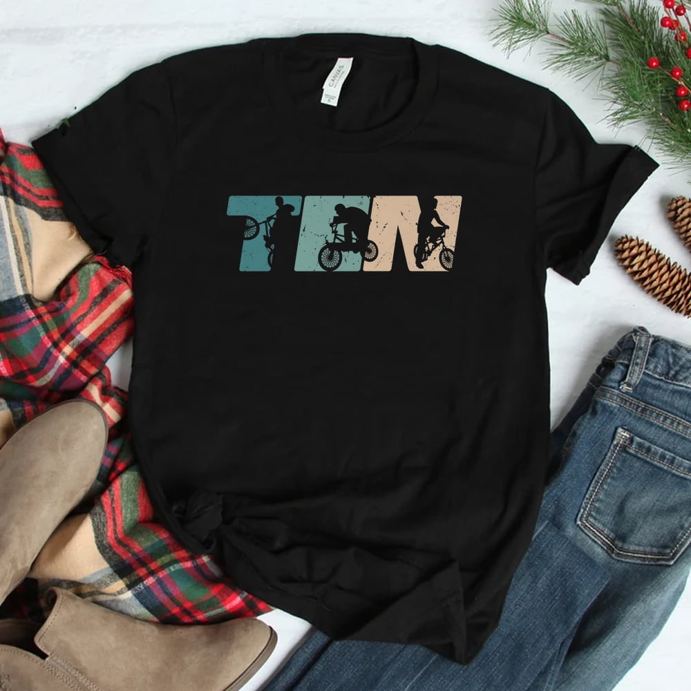 10 Year Old Bmx Rider Birthday Party Boys Dirt Biking 10th Shirt Gift