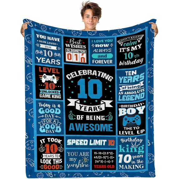 10 Year Old Boy Gifts, 10 Year Old Boy Birthday Gift, Gifts for 10 Year Old Boys, Kids Blanket 60 x 80 Inches Warm Flannel Throw Blankets for 10 Year Old Boy Birthday Graduation Gift