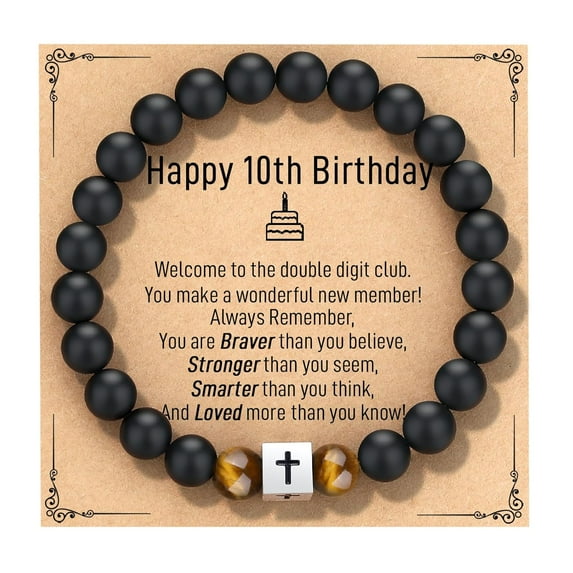 10 Year Old Boy Gifts, 10th Birthday Decorations for Boys Jewelry Cross Bracelet Cool Birthday Gift for 10 Year Old Boy Birthday Gift Ideas Ages 8 10 12 Years Old Son Grandson Nephew Brother