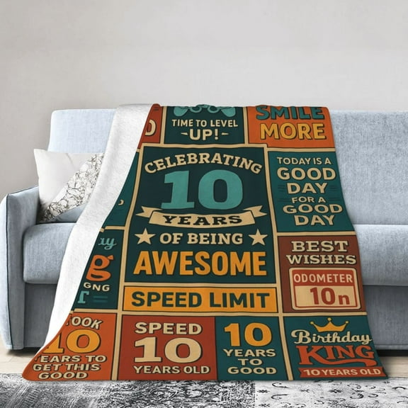 10 Year Old Boy Gifts Blanket , Birthday Gift for 10 Year Old Boy, 10th Birthday Decorations for Boys, 10th Birthday Boy Flannel Throw Blanket 50x40