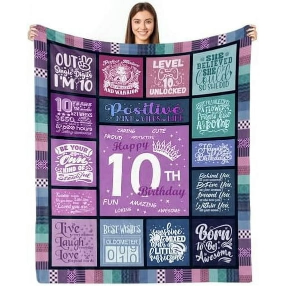 10 Year Old Girl Birthday Gifts Blanket, Gifts for 10 Year Old Girl, 10th Birthday Gifts for Girls, 10 Year Old Girl Gift Ideas, 10th Birthday Decorations for Girls