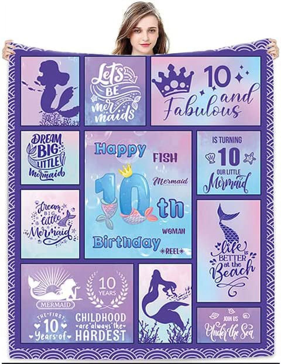  Ekpvgit Gifts for 10 Year Old Girl, 10th Girl Birthday Gifts  Blankets, 10 Year Old Birthday Decorations for Girls, 10 Year Old Girl Gift  Ideas, Best Gifts for 10 Year Old