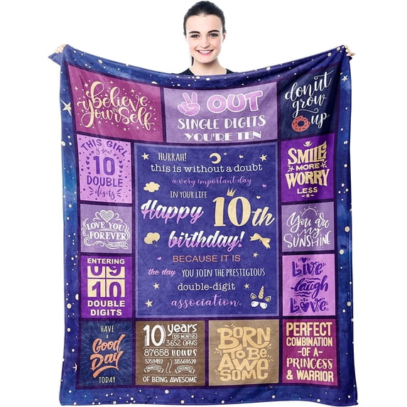 10 Year Old Girl Gift Ideas Blanket 60"X50" - Gifts for 10 Year Old Girl - 10th Birthday Decorations for Girl - 10 Year Old Girl Birthday Gifts - Best Gifts for 10 Year Old Girls - Party Decor